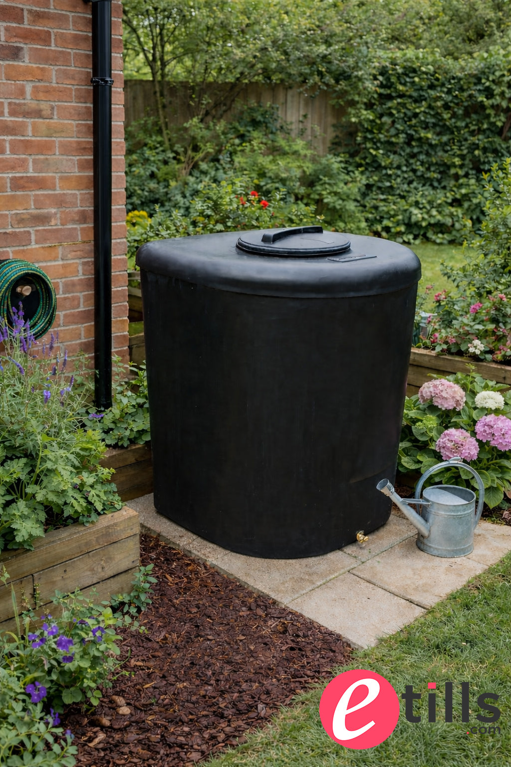 1000 Litre Water Tank D Shaped Black
